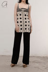 SWAYING/KNIT Embroidered Crochet Vest with Bandeau White/Black SW22SST57